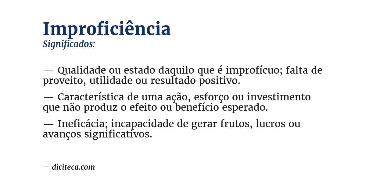 Significado de improficiência