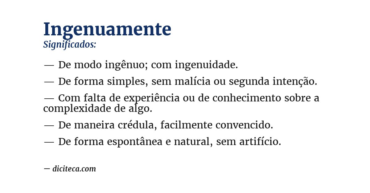 Significado de ingenuamente