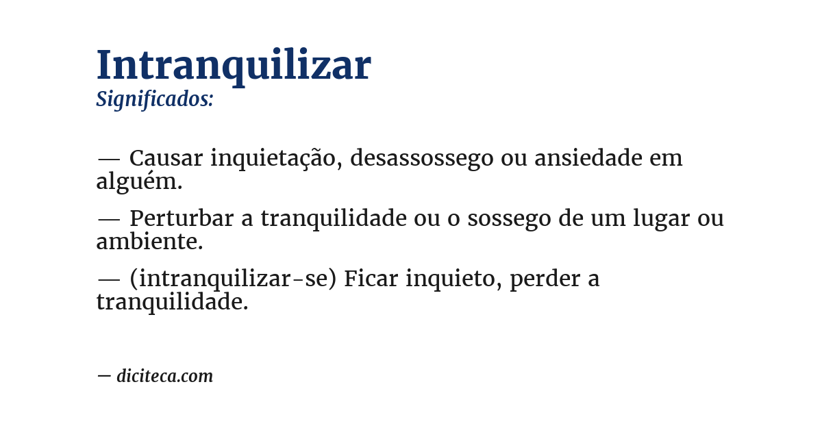 Significado de intranquilizar