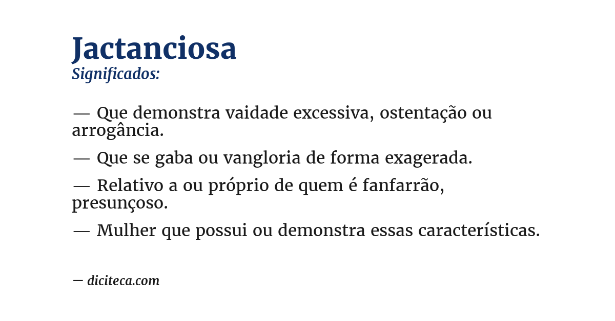 Significado de jactanciosa