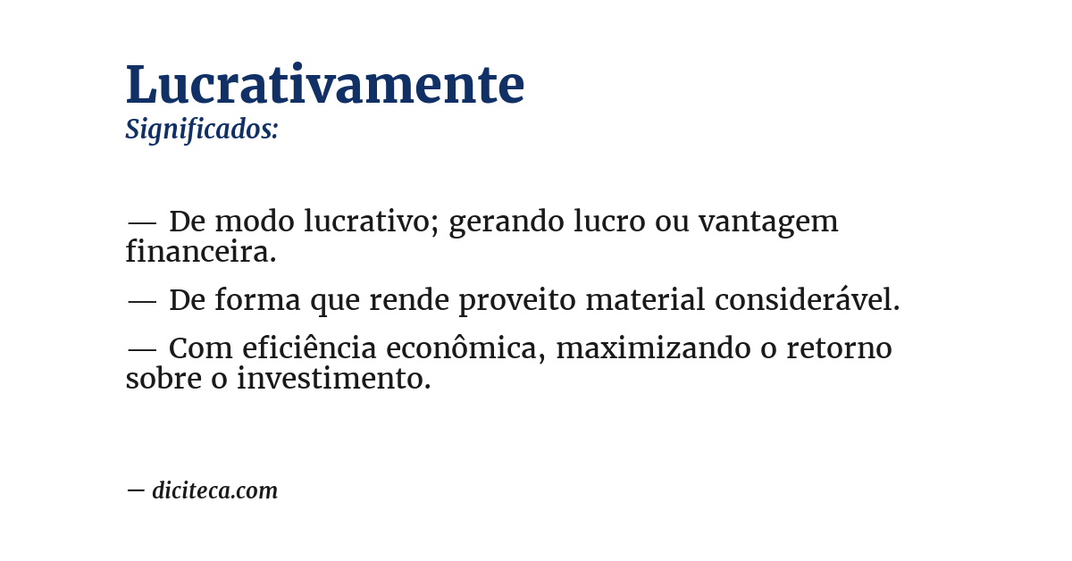 Significado de lucrativamente