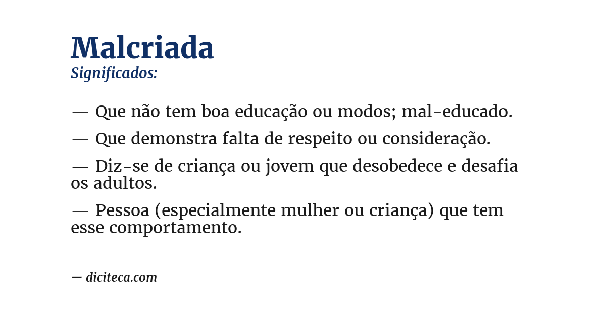 Significado de malcriada