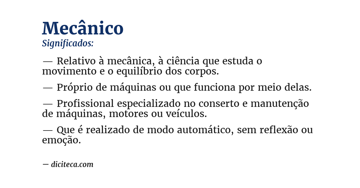 Significado de mecânico