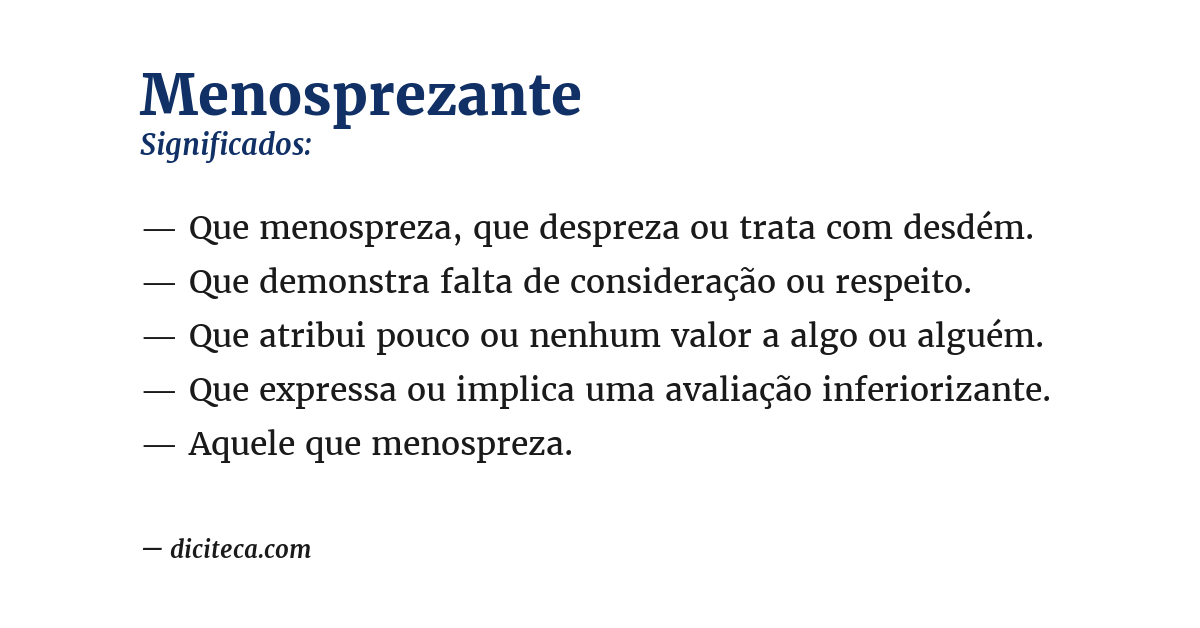 Significado de menosprezante