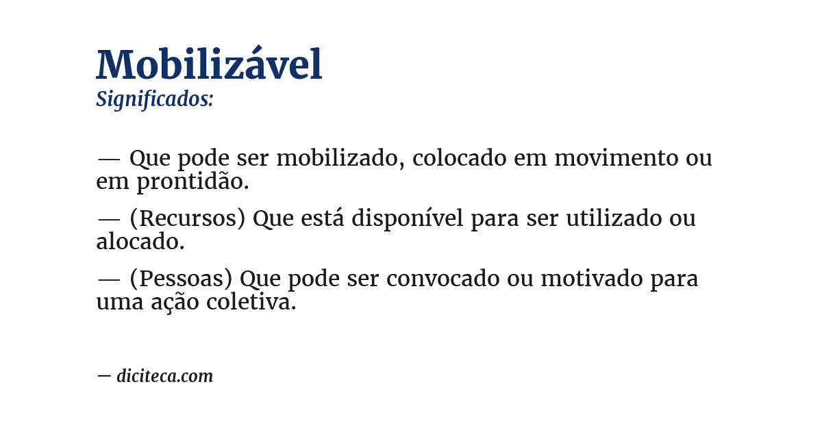 Significado de mobilizável