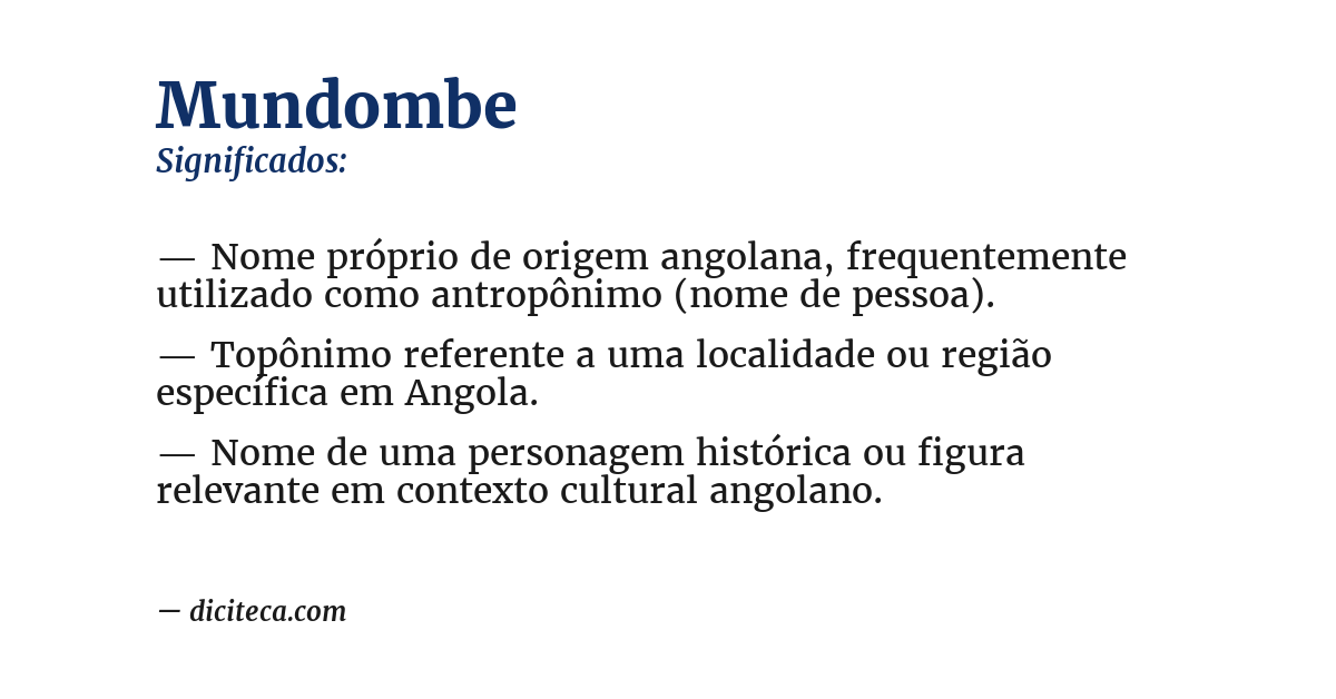 Significado de mundombe