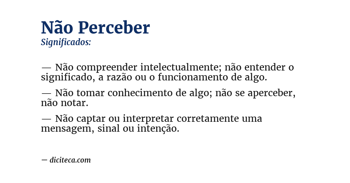 Significado de não perceber