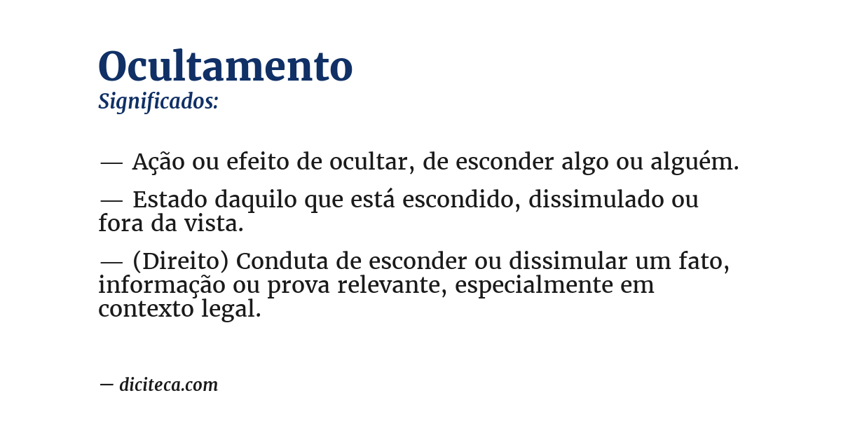 Significado de ocultamento