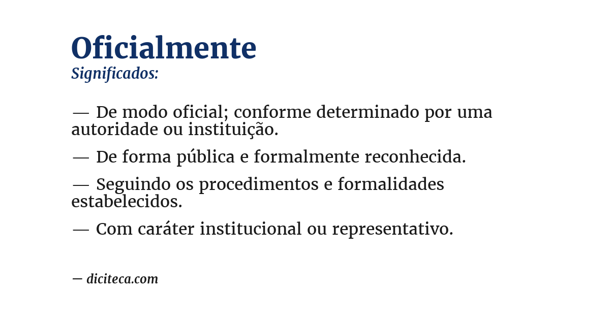 Significado de oficialmente