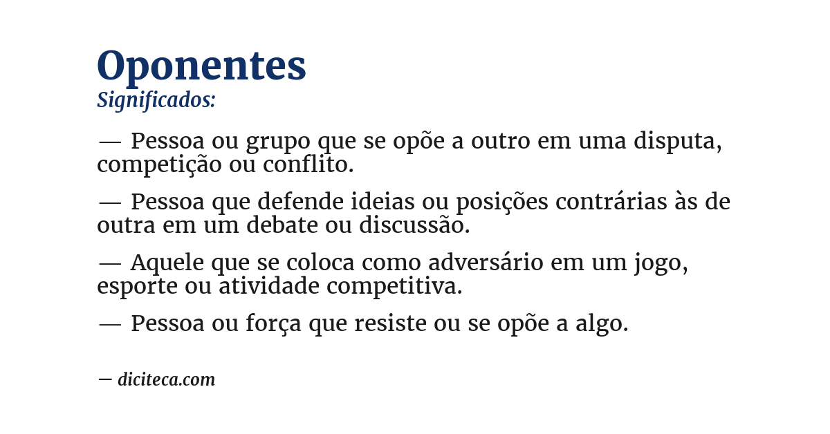 Significado de oponentes