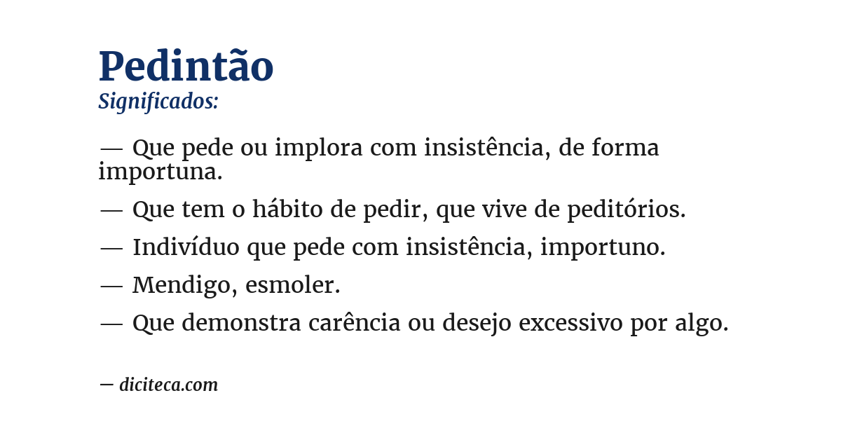 Significado de pedintão