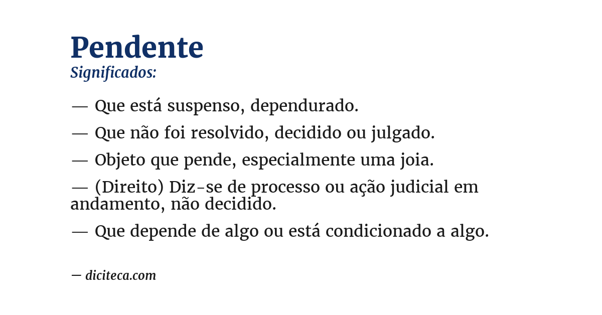 Significado de pendente