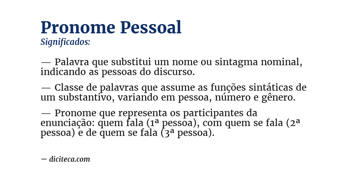 Significado de pronome pessoal