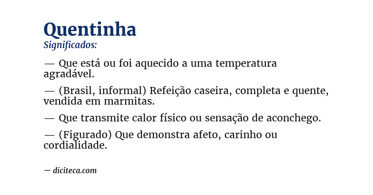 Significado de quentinha