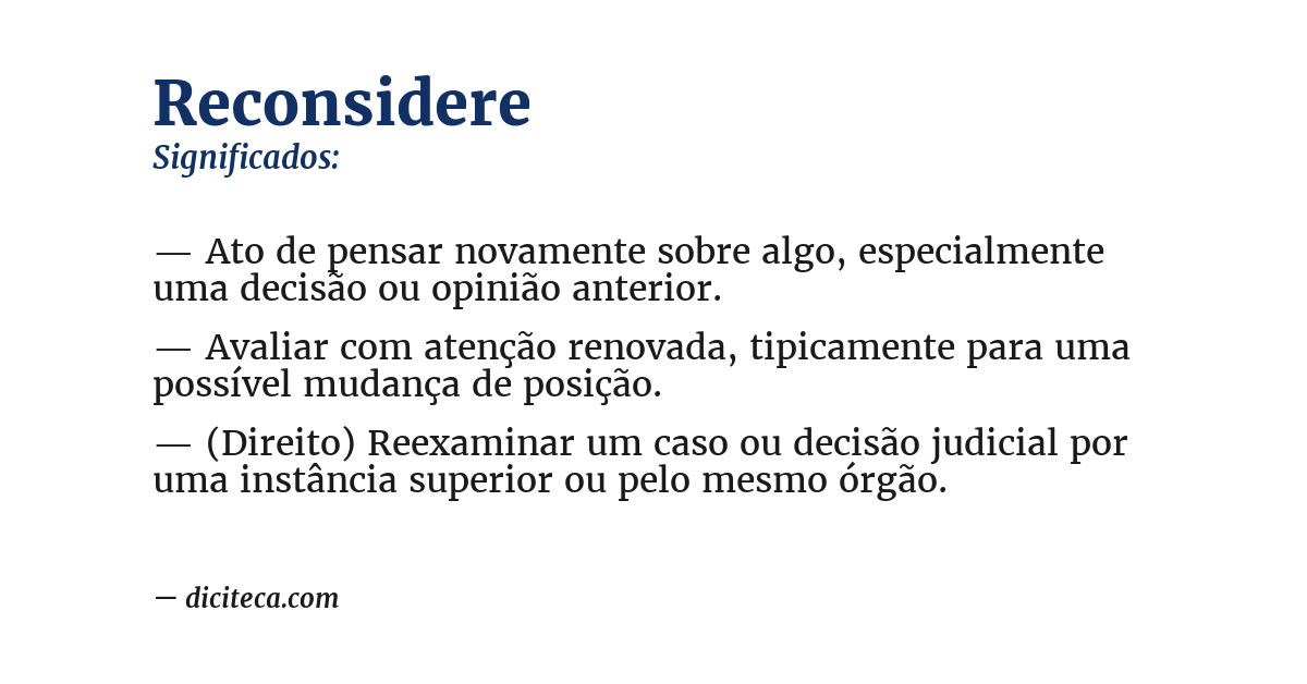 Significado de reconsidere