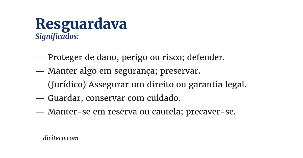Significado de resguardava
