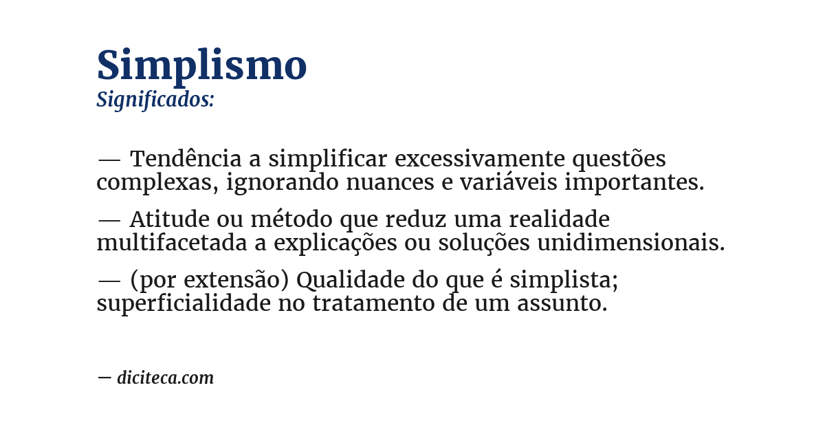 Significado de simplismo