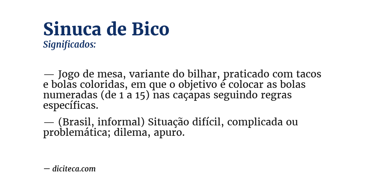 Significado de sinuca de bico