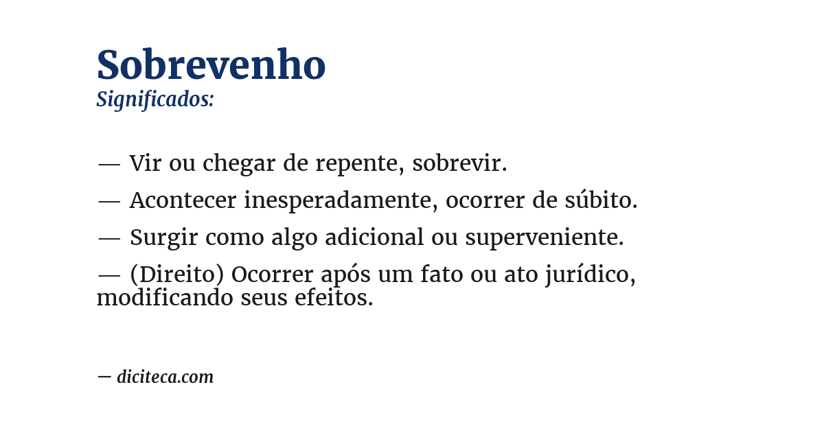 Significado de sobrevenho