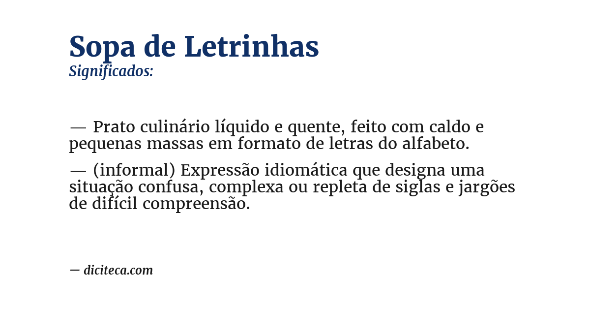 Significado de sopa de letrinhas