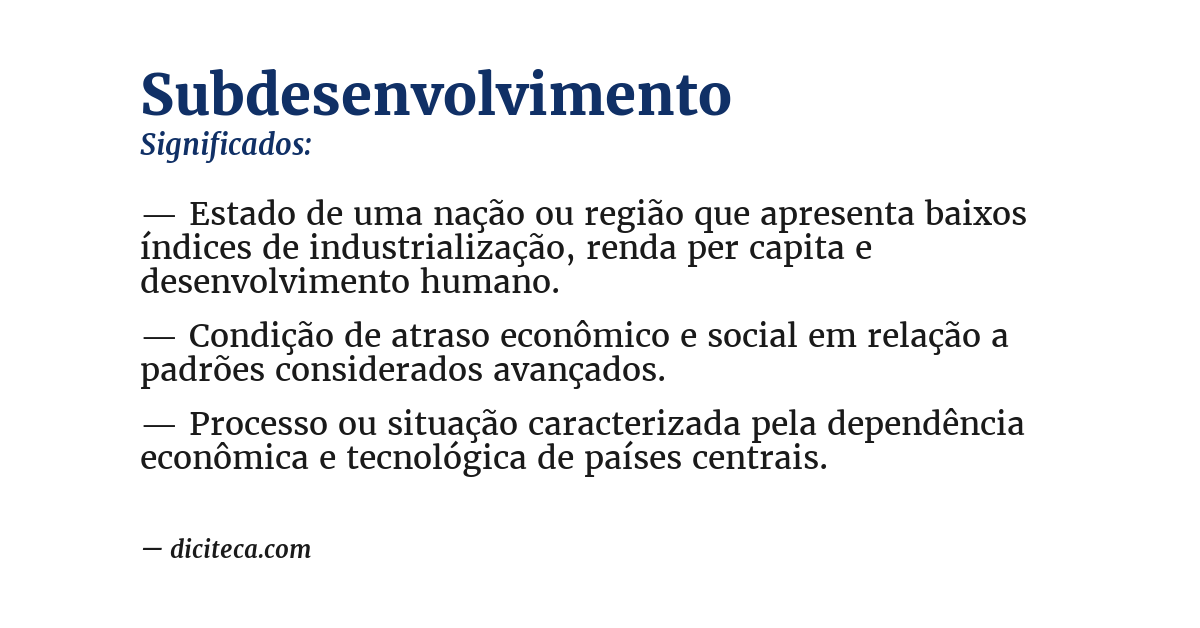 Significado de subdesenvolvimento