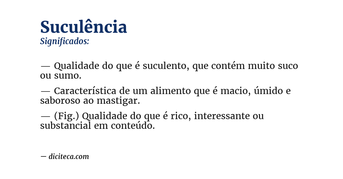 Significado de suculência
