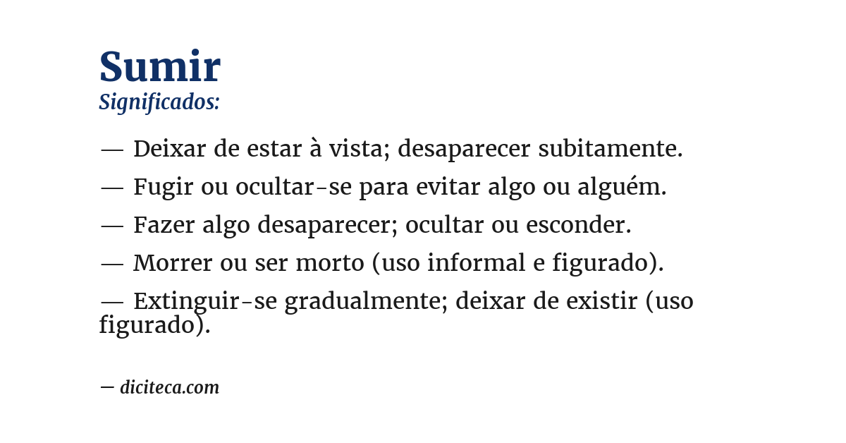 Significado de sumir