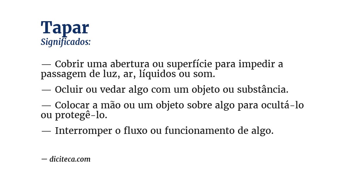 Significado de tapar