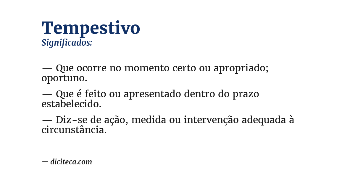 Significado de tempestivo