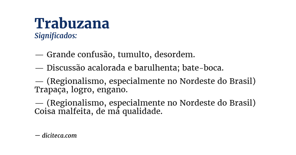 Significado de trabuzana