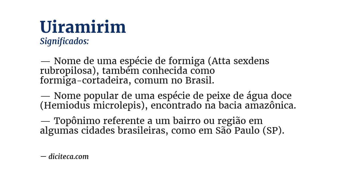 Significado de uiramirim