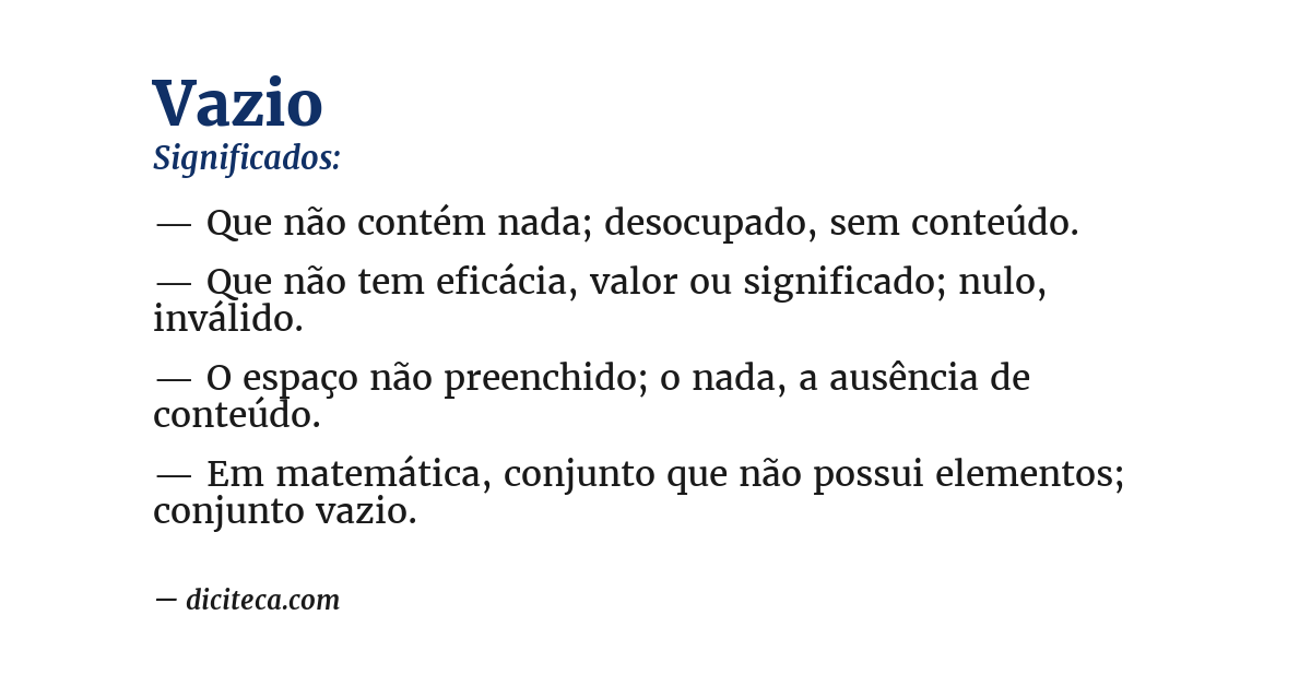 Significado de vazio