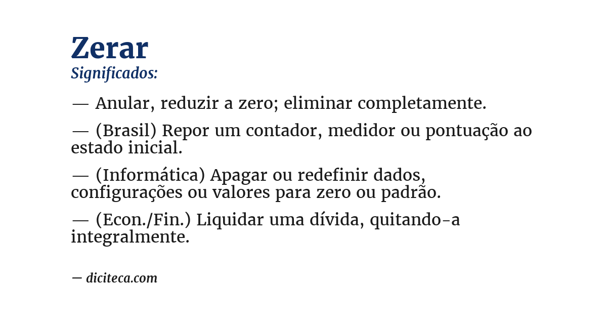 Significado de zerar