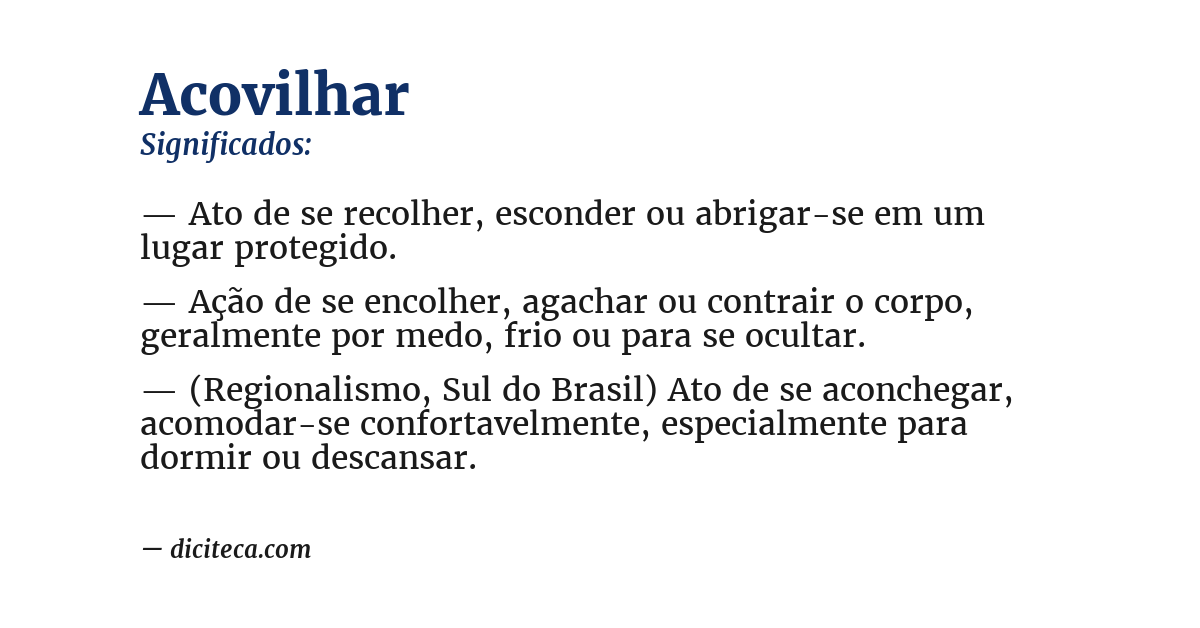 Significado de acovilhar