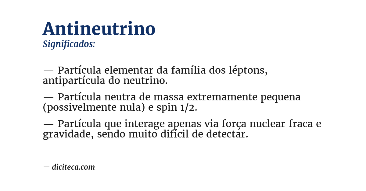 Significado de antineutrino