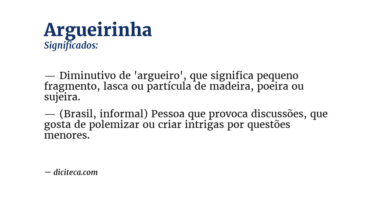 Significado de argueirinha