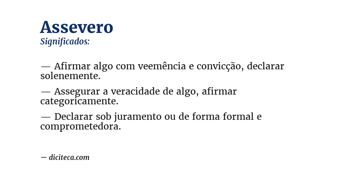 Significado de assevero