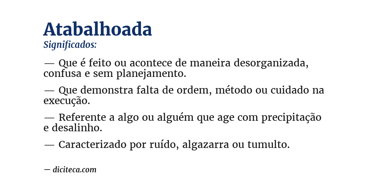 Significado de atabalhoada
