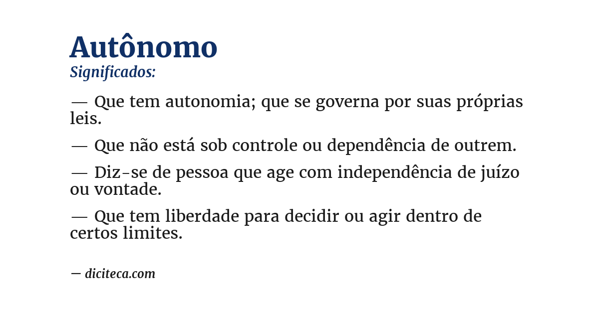 Significado de autônomo