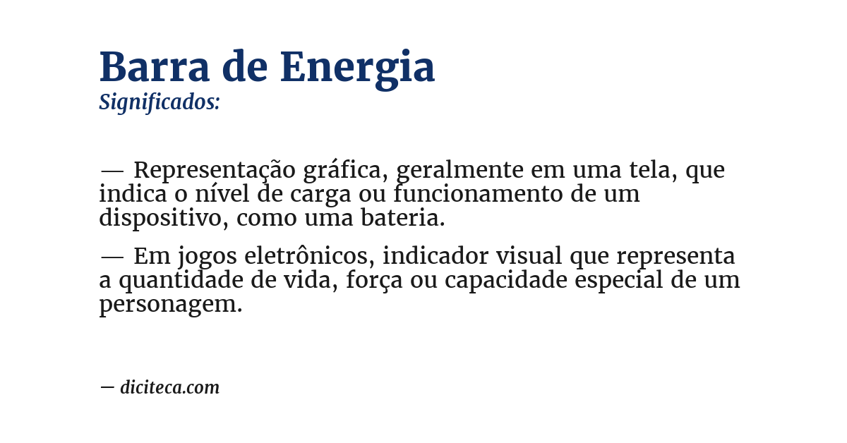 Significado de barra de energia