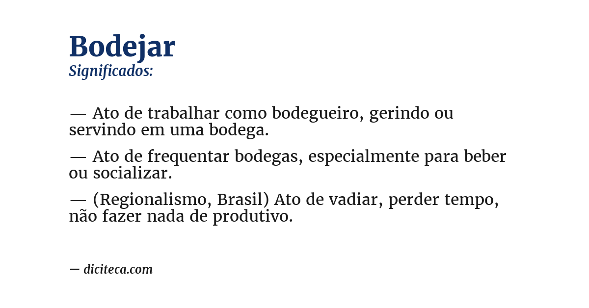Significado de bodejar