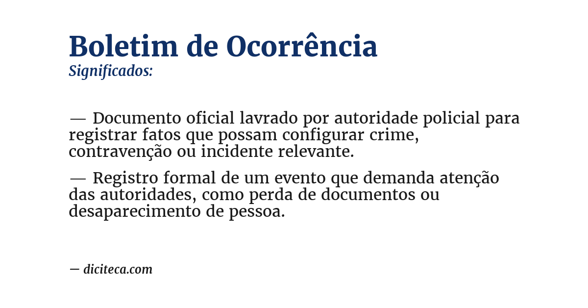 Significado de boletim de ocorrência