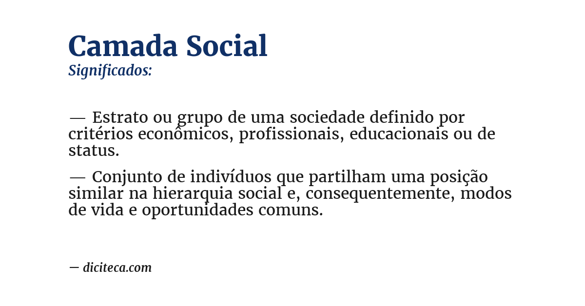 Significado de camada social