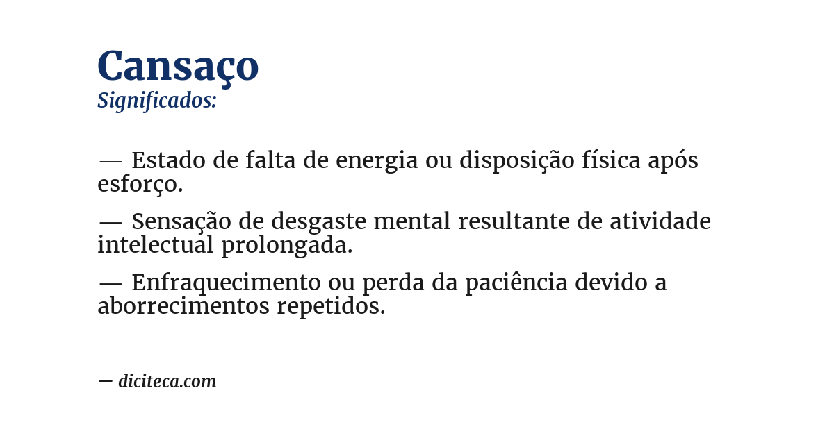 Significado de cansaço