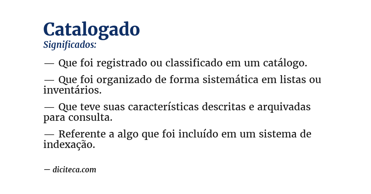 Significado de catalogado