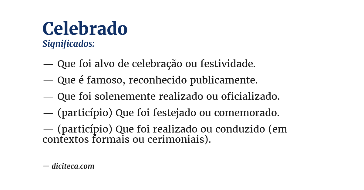 Significado de celebrado
