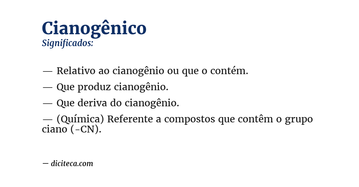 Significado de cianogênico
