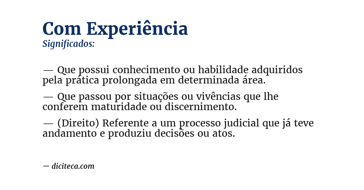 Significado de com experiência