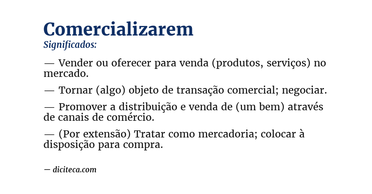 Significado de comercializarem
