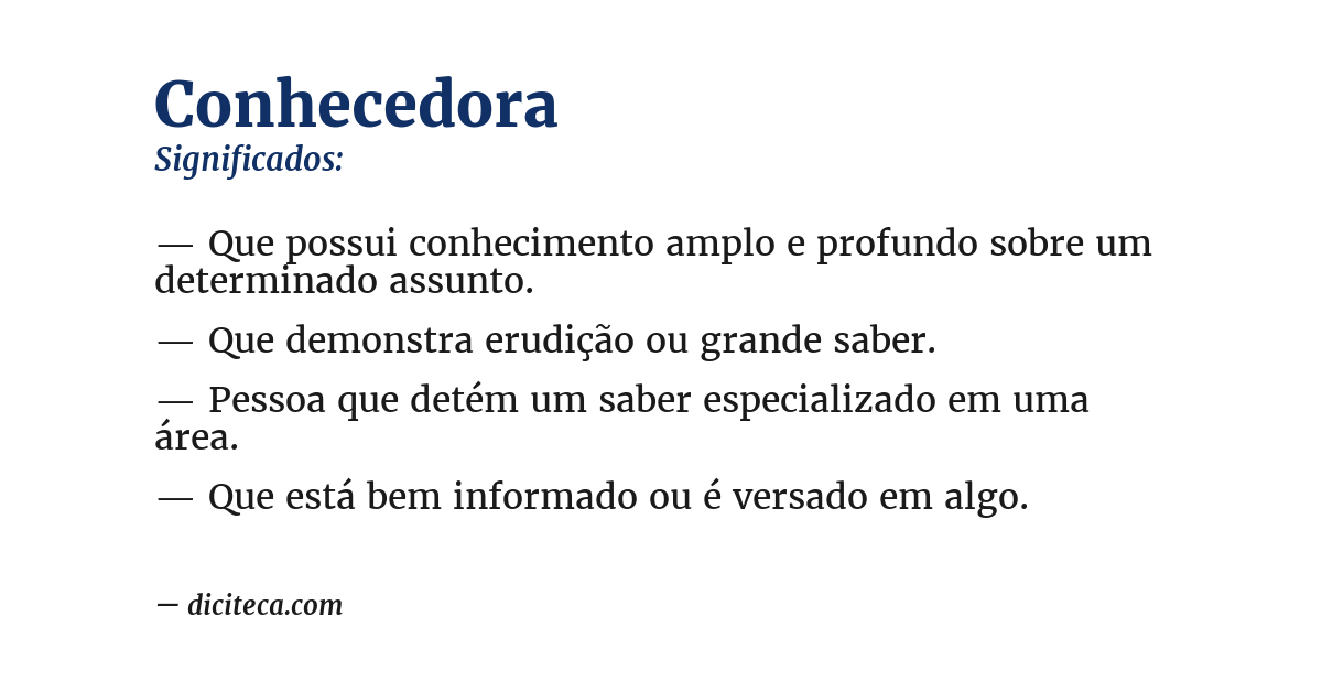 Significado de conhecedora